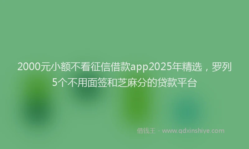 2000元小额不看征信借款app2025年精选，罗列5个不用面签和芝麻分的贷款平台