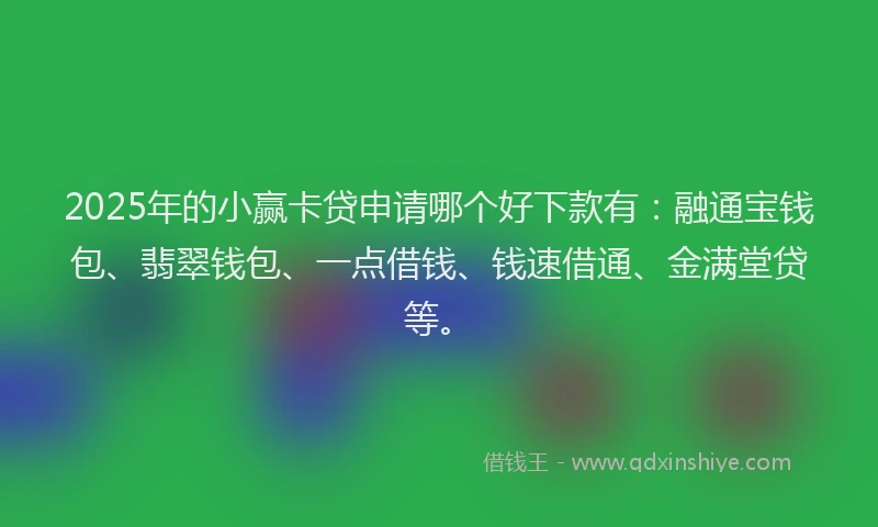 2025年的小赢卡贷申请哪个好下款有：融通宝钱包、翡翠钱包、一点借钱、钱速借通、金满堂贷等。