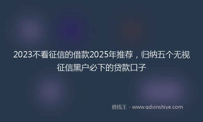 2023不看征信的借款2025年推荐，归纳五个无视征信黑户必下的贷款口子