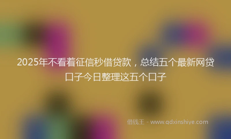 2025年不看着征信秒借贷款，总结五个最新网贷口子今日整理这五个口子