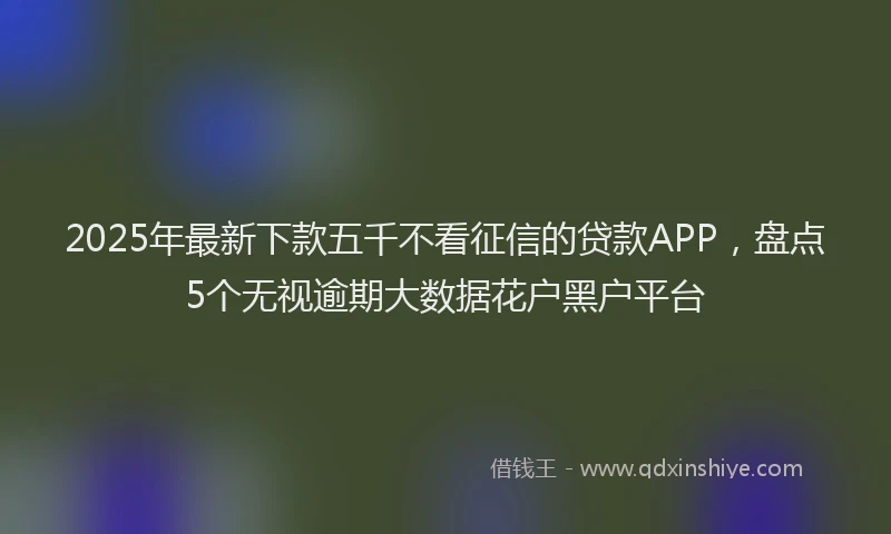 2025年最新下款五千不看征信的贷款APP，盘点5个无视逾期大数据花户黑户平台