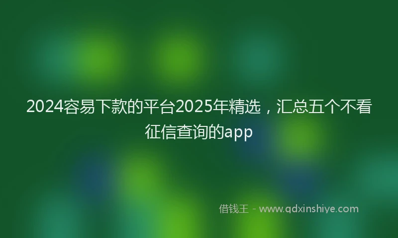 2024容易下款的平台2025年精选，汇总五个不看征信查询的app