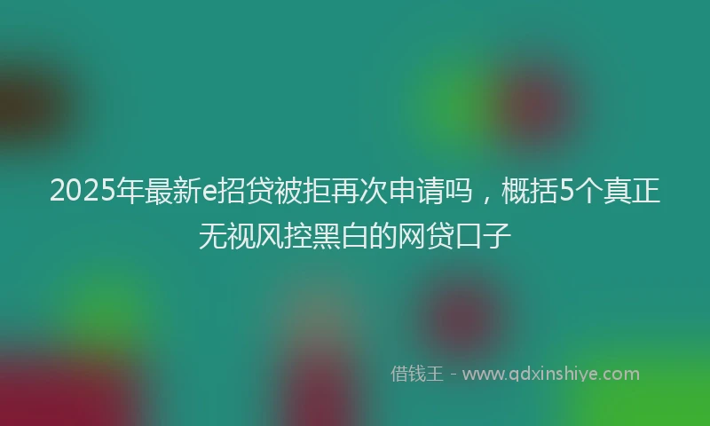2025年最新e招贷被拒再次申请吗，概括5个真正无视风控黑白的网贷口子