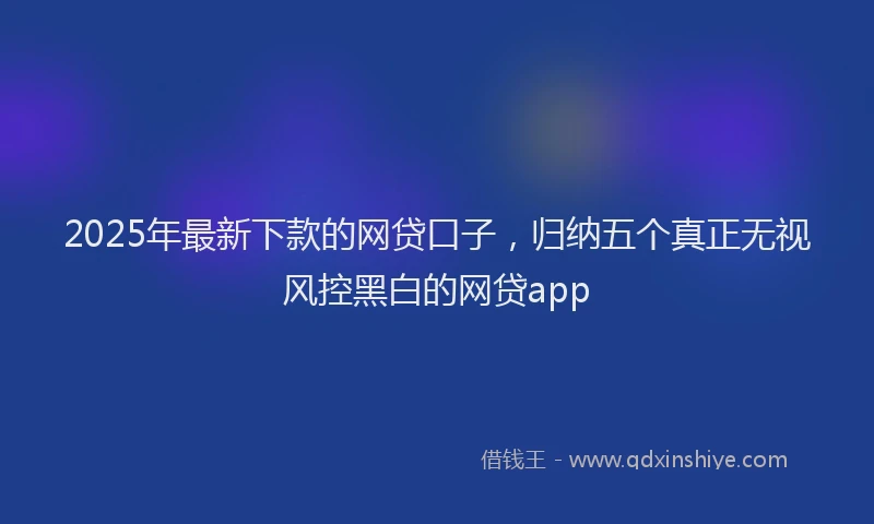 2025年最新下款的网贷口子，归纳五个真正无视风控黑白的网贷app