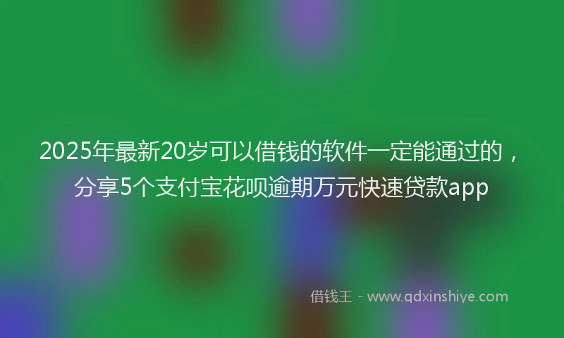 2025年最新20岁可以借钱的软件一定能通过的，分享5个支付宝花呗逾期万元快速贷款app