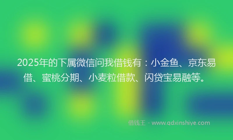 2025年的下属微信问我借钱有：小金鱼、京东易借、蜜桃分期、小麦粒借款、闪贷宝易融等。