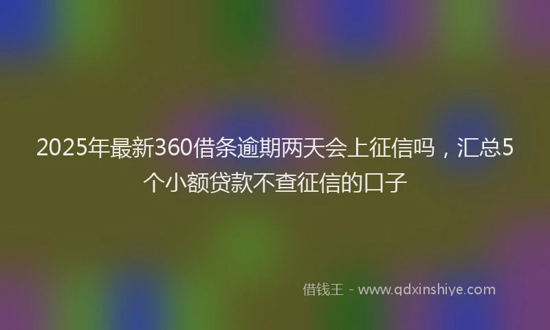 2025年最新360借条逾期两天会上征信吗，汇总5个小额贷款不查征信的口子