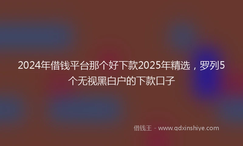 2024年借钱平台那个好下款2025年精选，罗列5个无视黑白户的下款口子
