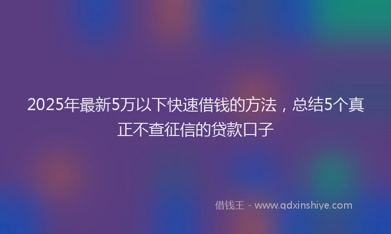 2025年最新5万以下快速借钱的方法，总结5个真正不查征信的贷款口子