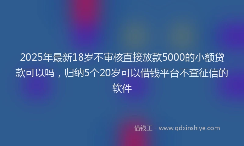 2025年最新18岁不审核直接放款5000的小额贷款可以吗，归纳5个20岁可以借钱平台不查征信的软件