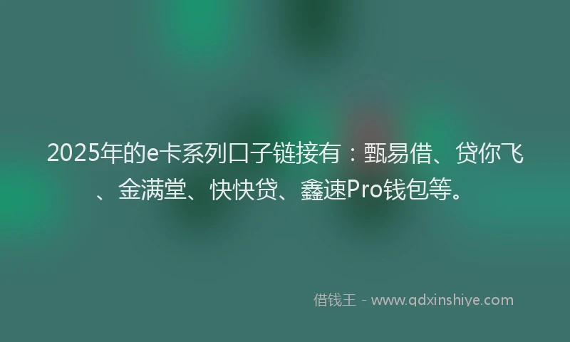 2025年的e卡系列口子链接有：甄易借、贷你飞、金满堂、快快贷、鑫速Pro钱包等。