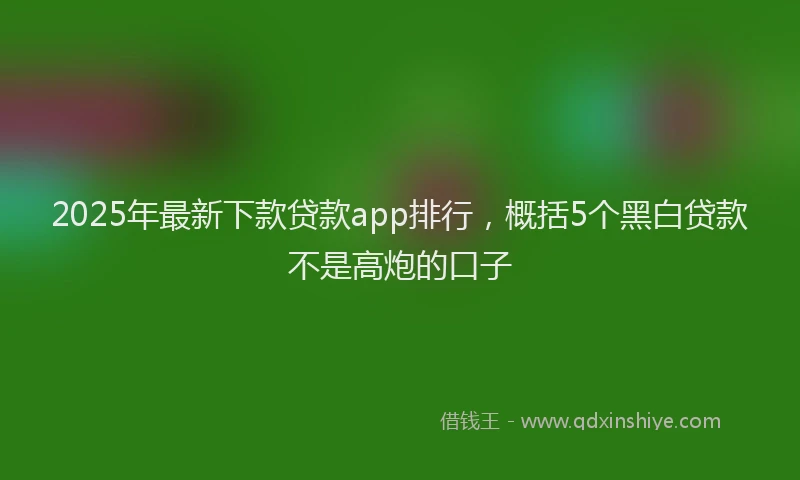 2025年最新下款贷款app排行，概括5个黑白贷款不是高炮的口子