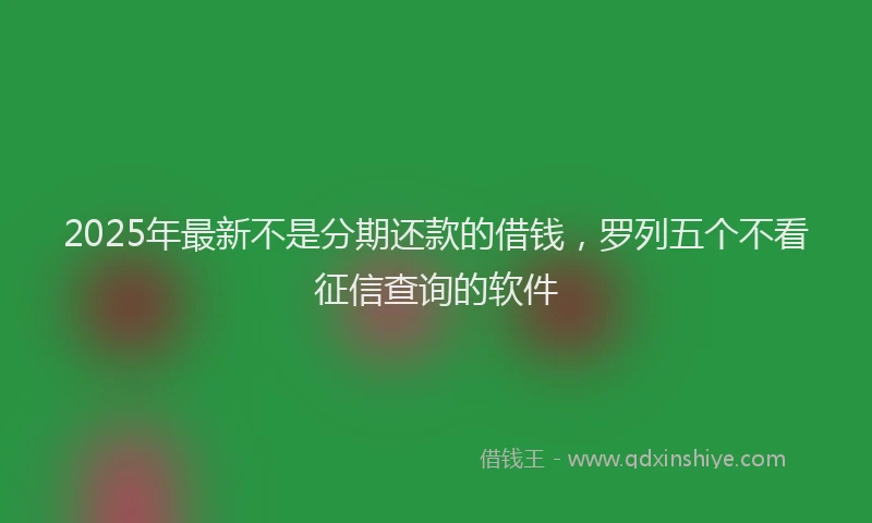 2025年最新不是分期还款的借钱，罗列五个不看征信查询的软件