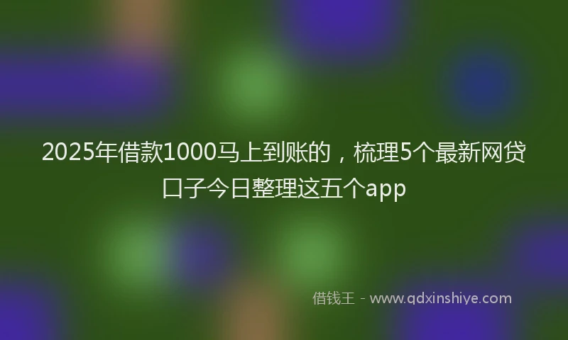 2025年借款1000马上到账的，梳理5个最新网贷口子今日整理这五个app