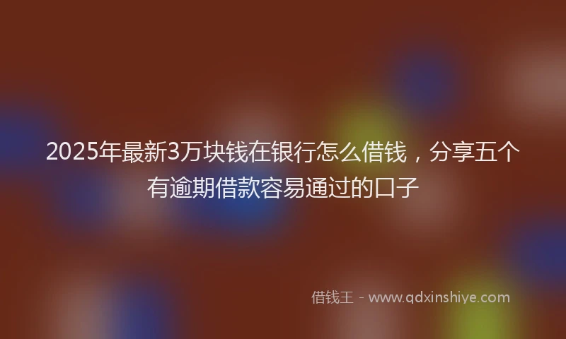 2025年最新3万块钱在银行怎么借钱，分享五个有逾期借款容易通过的口子