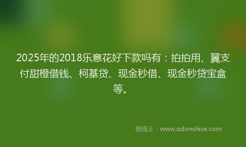 2025年的2018乐意花好下款吗有：拍拍用、翼支付甜橙借钱、柯基贷、现金秒借、现金秒贷宝盒等。