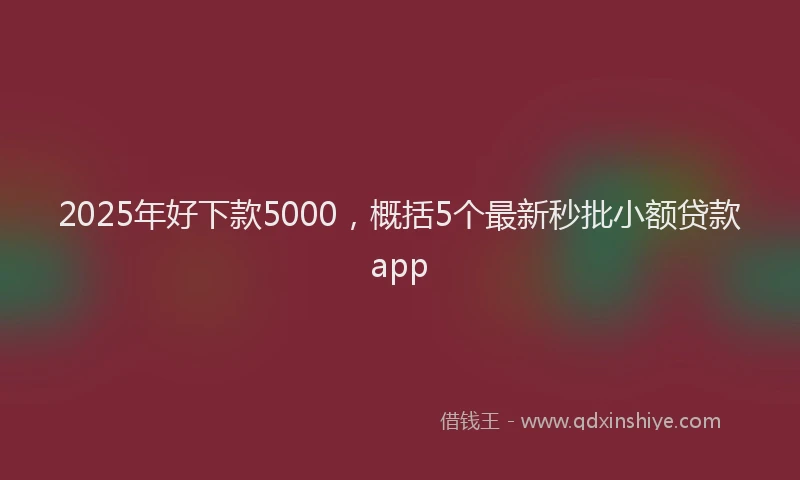 2025年好下款5000，概括5个最新秒批小额贷款app