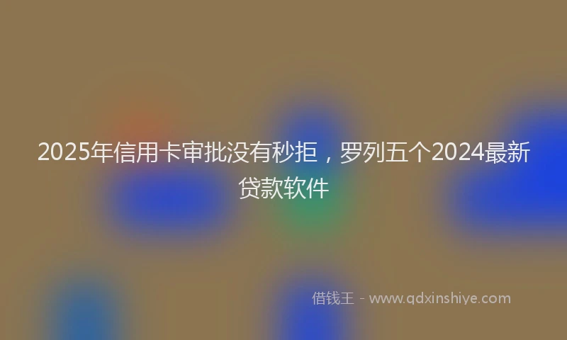 2025年信用卡审批没有秒拒，罗列五个2024最新贷款软件