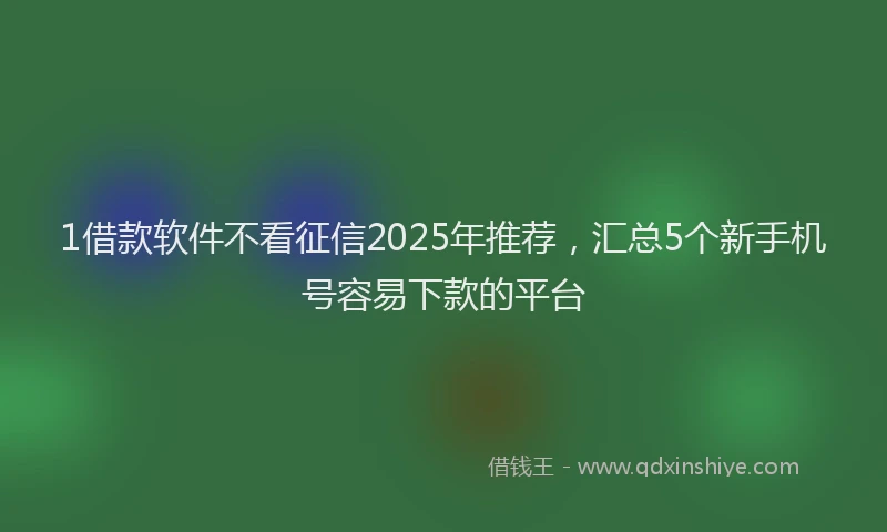 1借款软件不看征信2025年推荐,汇总5个新手机号容易下款的平台