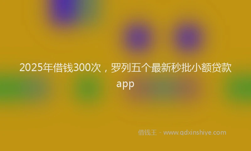 2025年借钱300次，罗列五个最新秒批小额贷款app