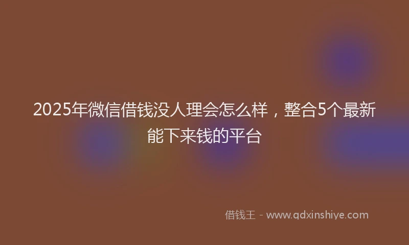 2025年微信借钱没人理会怎么样，整合5个最新能下来钱的平台