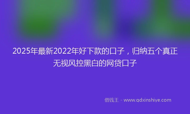 2025年最新2022年好下款的口子，归纳五个真正无视风控黑白的网贷口子