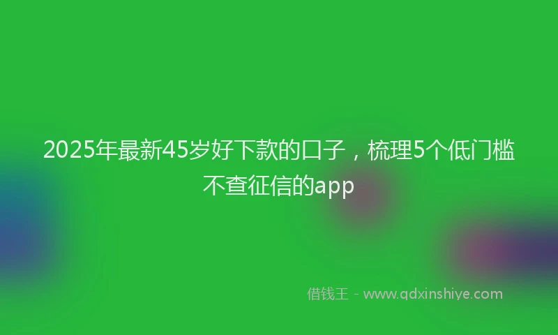 2025年最新45岁好下款的口子，梳理5个低门槛不查征信的app
