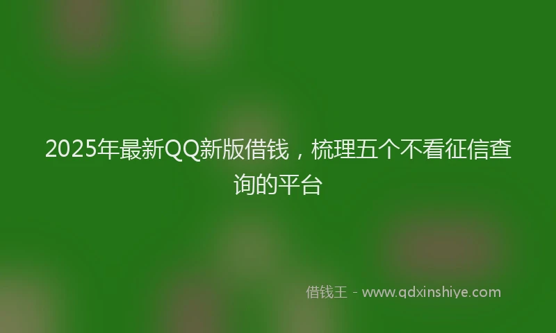 2025年最新QQ新版借钱，梳理五个不看征信查询的平台