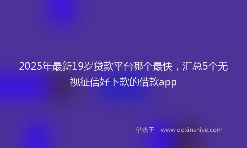 2025年最新19岁贷款平台哪个最快，汇总5个无视征信好下款的借款app