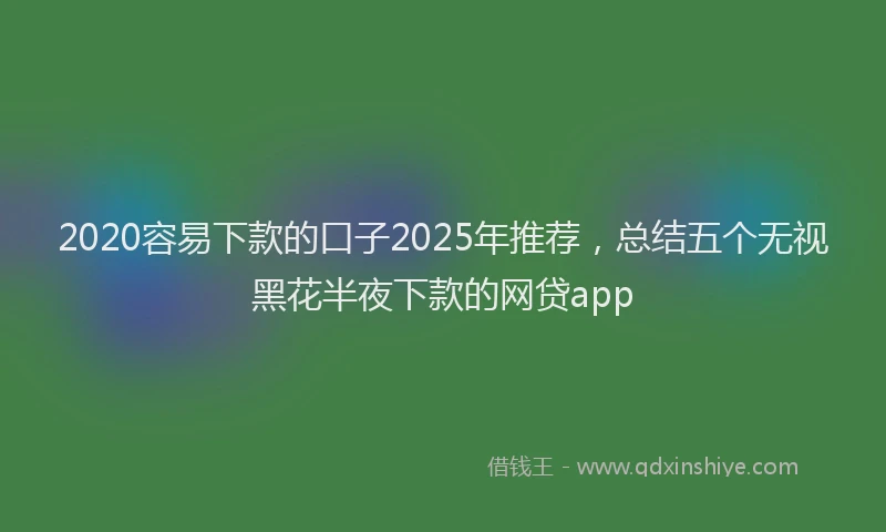 2020容易下款的口子2025年推荐，总结五个无视黑花半夜下款的网贷app