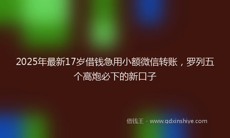2025年最新17岁借钱急用小额微信转账，罗列五个高炮必下的新口子