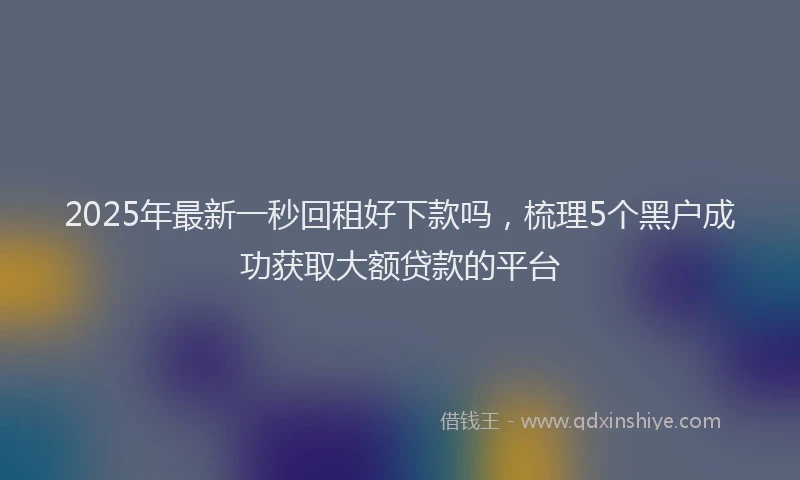 2025年最新一秒回租好下款吗，梳理5个黑户成功获取大额贷款的平台