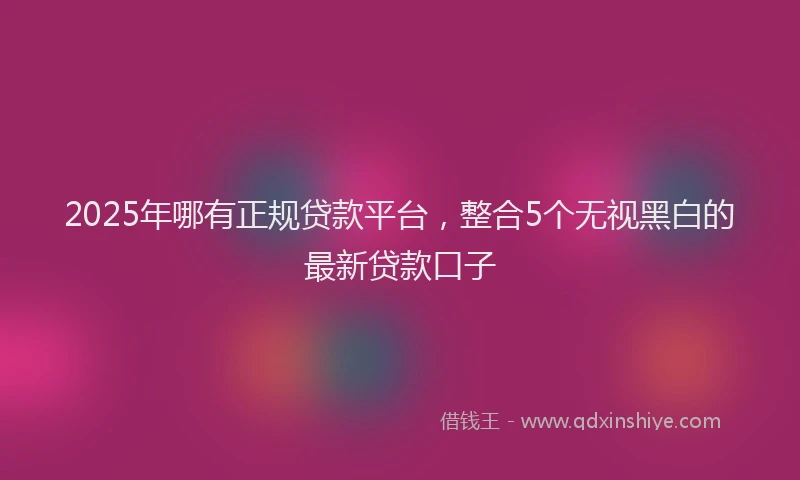 2025年哪有正规贷款平台，整合5个无视黑白的最新贷款口子