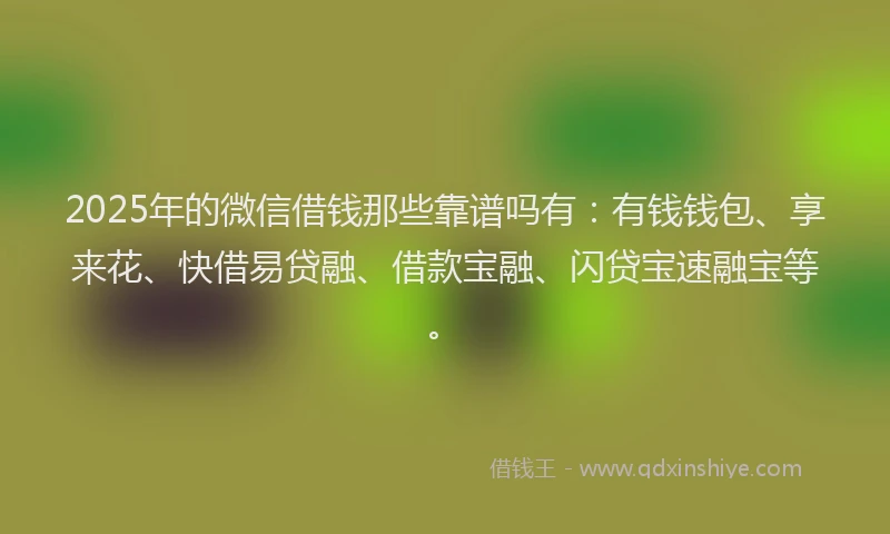 2025年的微信借钱那些靠谱吗有：有钱钱包、享来花、快借易贷融、借款宝融、闪贷宝速融宝等。
