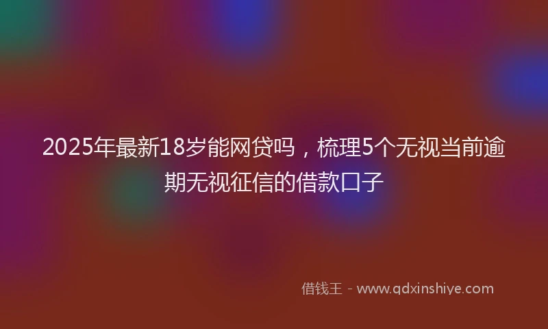 2025年最新18岁能网贷吗，梳理5个无视当前逾期无视征信的借款口子