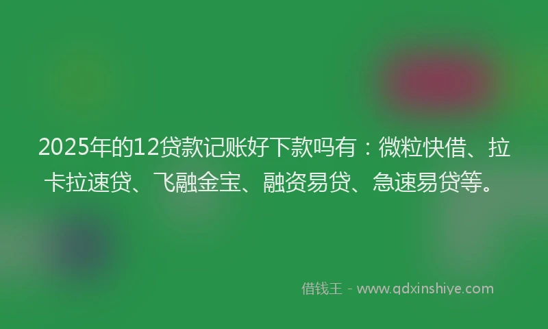 2025年的12贷款记账好下款吗有：微粒快借、拉卡拉速贷、飞融金宝、融资易贷、急速易贷等。