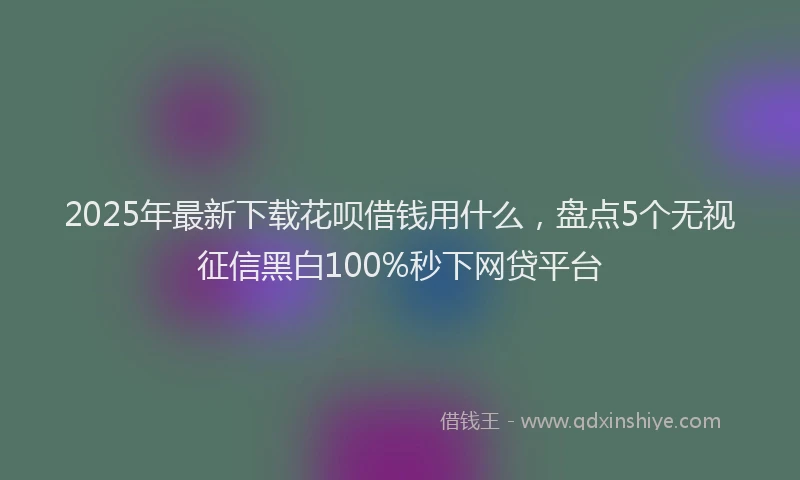 2025年最新下载花呗借钱用什么，盘点5个无视征信黑白100%秒下网贷平台
