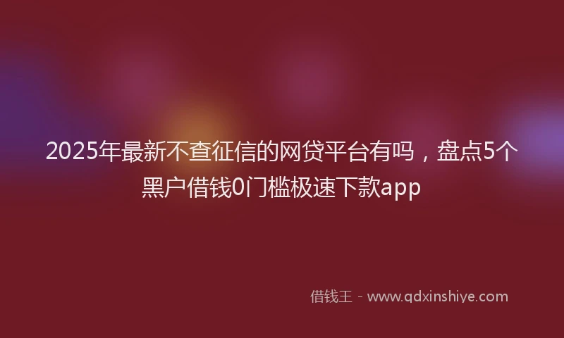 2025年最新不查征信的网贷平台有吗，盘点5个黑户借钱0门槛极速下款app