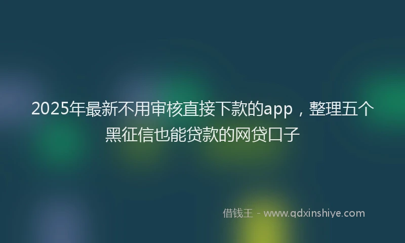 2025年最新不用审核直接下款的app，整理五个黑征信也能贷款的网贷口子