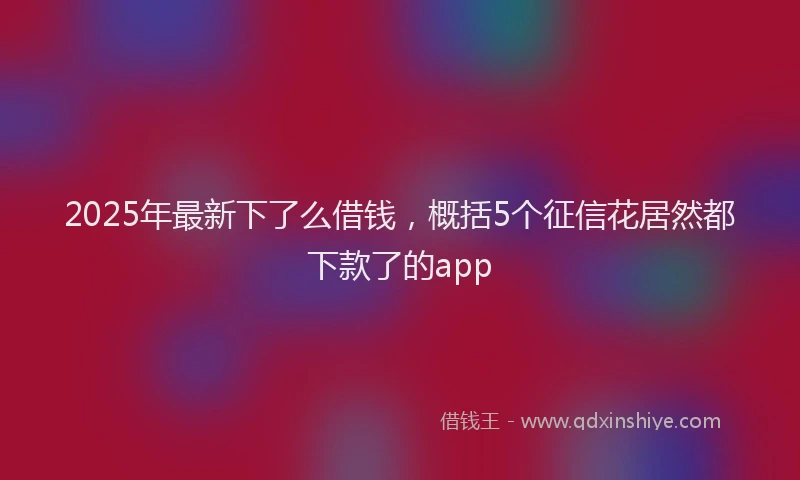 2025年最新下了么借钱，概括5个征信花居然都下款了的app