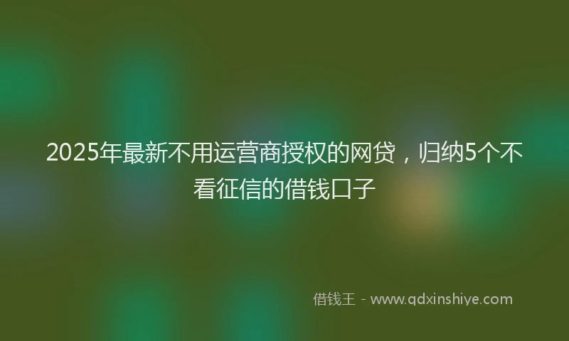 2025年最新不用运营商授权的网贷，归纳5个不看征信的借钱口子