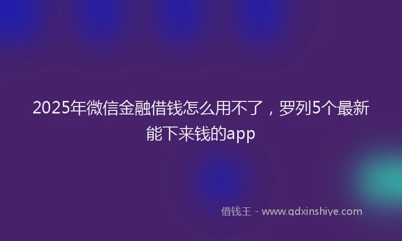 2025年微信金融借钱怎么用不了，罗列5个最新能下来钱的app