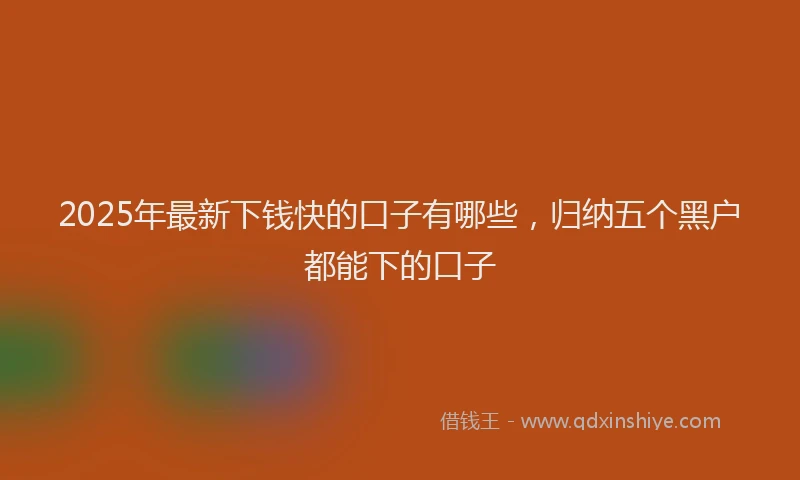 2025年最新下钱快的口子有哪些，归纳五个黑户都能下的口子