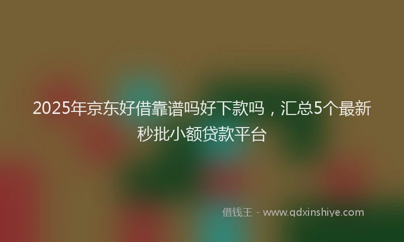 2025年京东好借靠谱吗好下款吗，汇总5个最新秒批小额贷款平台