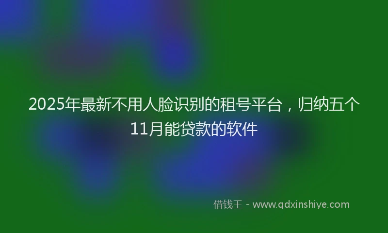 2025年最新不用人脸识别的租号平台，归纳五个11月能贷款的软件