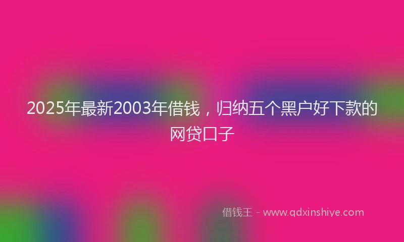 2025年最新2003年借钱，归纳五个黑户好下款的网贷口子