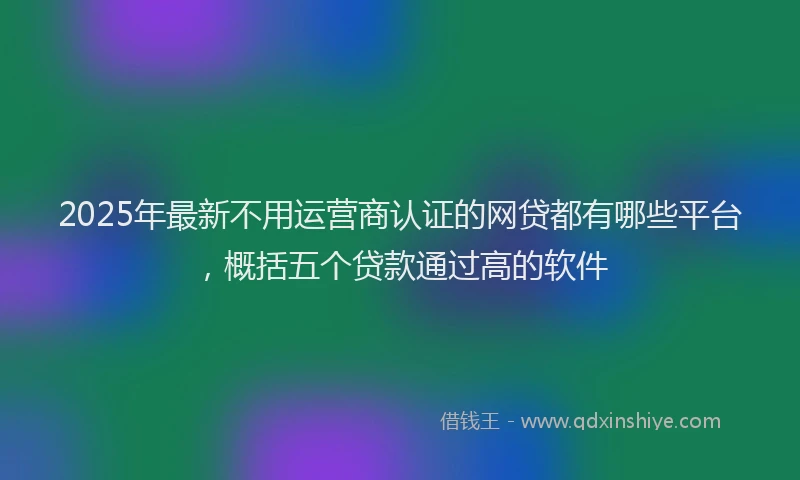 2025年最新不用运营商认证的网贷都有哪些平台，概括五个贷款通过高的软件