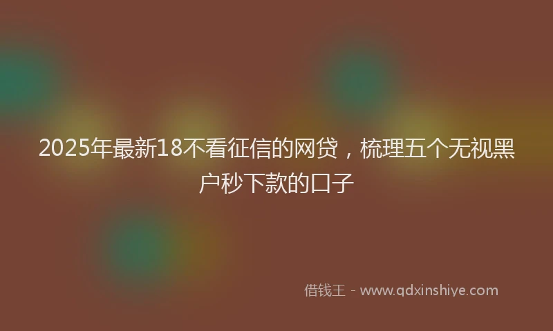 2025年最新18不看征信的网贷，梳理五个无视黑户秒下款的口子
