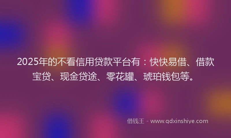 2025年的不看信用贷款平台有：快快易借、借款宝贷、现金贷途、零花罐、琥珀钱包等。