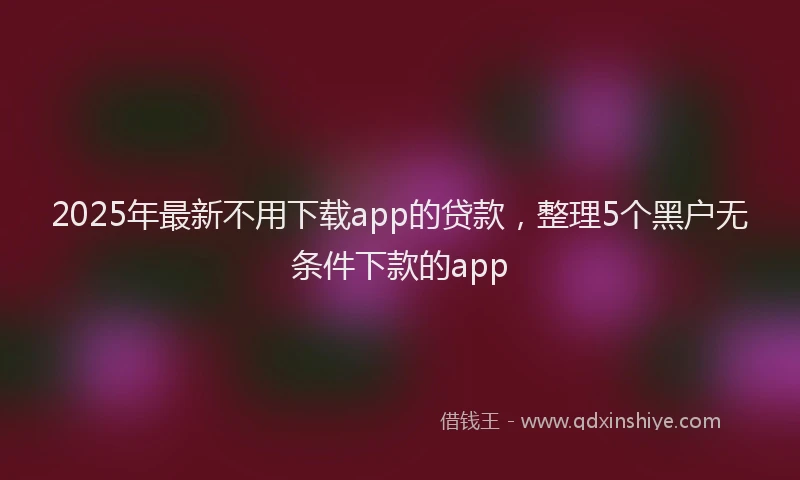 2025年最新不用下载app的贷款，整理5个黑户无条件下款的app